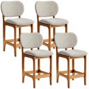 Ver imagem 1 de Kit 04 Banquetas Baixa Bar Cozinha Sala Jantar Fixa Betta L02 Imbuia Linho Cinza - Lyam Decor Banque