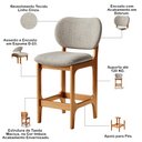 Ver imagem 5 de Kit 04 Banquetas Baixa Bar Cozinha Sala Jantar Fixa Betta L02 Imbuia Linho Cinza - Lyam Decor Banque