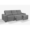 Ver imagem 2 de Sofá Retrátil e Reclinável 3,50m Estilo Estofados - Paris 3 Módulos com Velusoft D33 "prata"