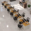 Ver imagem 1 de Estação de Trabalho 12 Lugares Office Smart 12 Mesas 10 Armários 1 Aparador - Off White e Cedro