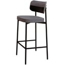 Ver imagem 3 de Kit 03 Banquetas Alta Bar Cozinha Sala de Jantar Aço Preto Kaira C01 Linho Cinza Courino Preto - Lya