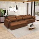 Ver imagem 1 de Sofá Retrátil Elétrico Sala de Estar Nolan Bipartido 414cm Conforto Premium em Couro Caramelo G58 - 