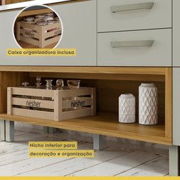 Balcão de Cozinha 1 Porta 2 Gavetas com Caixa Organizadora 120cm Princesa Nesher Móveis Freijó/off W - 4