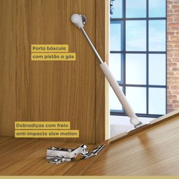 Balcão de Cozinha 1 Porta 2 Gavetas com Caixa Organizadora 120cm Princesa Nesher Móveis Freijó/off W - 6