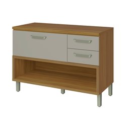 Balcão de Cozinha 1 Porta 2 Gavetas com Caixa Organizadora 120cm Princesa Nesher Móveis Freijó/off W - 1