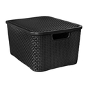 Ver imagem 1 de Kit 5 Caixas Organizadoras Rattan 20 Litros Empilhável Preta - Cesto Organizador 20l
