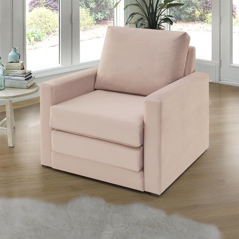 Poltrona Simi 2 em 1 Poltrona Cama Rosé Estofama