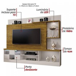 Estante Home Theater para TV Até 65 Polegadas Dinamarca Espelho Plus Mavaular - 4 Estante Home Theater para TV Até 65 Polegadas Dinamarca Espelho Plus Mavaular - 4