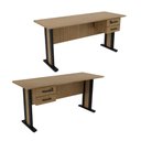 Ver mais imagens de Mesa Escrivaninha Escritório Home Office 1,6m C/ Gaveteiro Acoplado e Tampo Chanfrado Cor:amêndoa