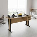 Ver imagem 1 de Mesa Escrivaninha Escritório Home Office 1,6m C/ Gaveteiro Acoplado e Tampo Chanfrado Cor:amêndoa