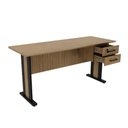Ver imagem 5 de Mesa Escrivaninha Escritório Home Office 1,6m C/ Gaveteiro Acoplado e Tampo Chanfrado Cor:amêndoa