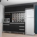 Ver imagem 2 de Cozinha Modulada Completa Andréia 04 Peças com Balcão Gabinete 120cm Preto - Abmaza