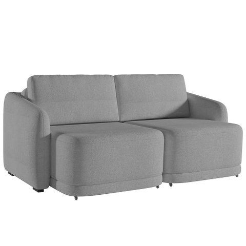 Sofá Cama para Sala de Estar 2 Lugares 196cm Montserrat K01 Bouclê Cinza - Lyam Decor