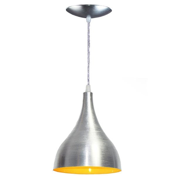 Lustre Pendente Balcão Cozinha Americana - Escovado/Amarelo - 1