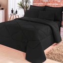 Ver imagem 1 de Kit com 6 peças Edredom Soft Casa Dona Casal Preto