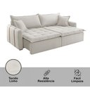 Ver mais imagens de Sofá Cama Linho em Madeira Eucalipto 280cm Braço 20cm Arizona Meu Sofá Online