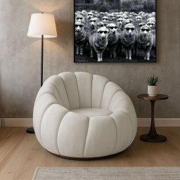 Poltrona Decoratica Orgânica Fixa Nuvem Veludo Marfim - Loja Sheep - 2