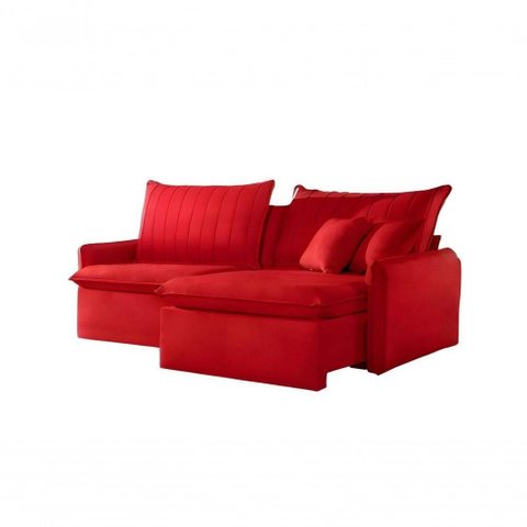 Sofá Cama Madri Retrátil e Reclinável 220cm - Vermelho