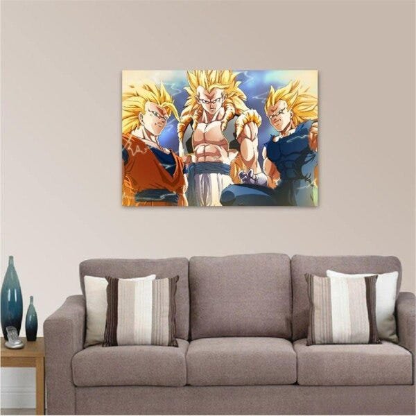 Quadro decorativo Dragon Ball Sayajins em Tecido