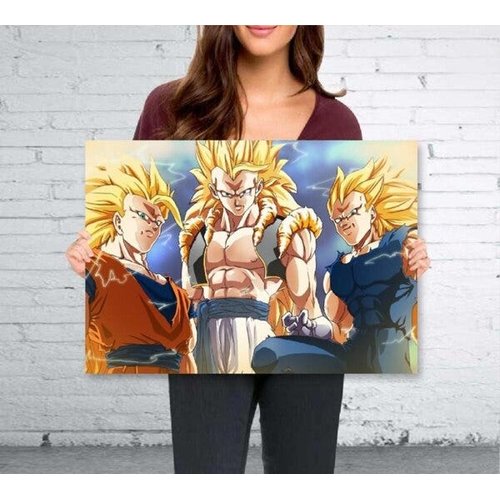 Quadro decorativo Dragon Ball Sayajins em Tecido