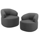 Ver imagem 2 de Kit 02 Poltronas Giratória Orgânica para Sala de Estar Living Helena L02 Linho Cinza Escuro - Lyam