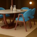 Ver imagem 2 de Cadeira de Jantar Antonella Veludo Estilo Poltrona com Pés Rosê - 7 Decor Azul Turquesa