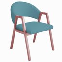 Ver imagem 1 de Cadeira de Jantar Antonella Veludo Estilo Poltrona com Pés Rosê - 7 Decor Azul Turquesa
