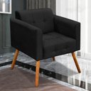 Ver imagem 2 de Kit 2 Poltronas Decorativas Pés Palito Karen Suede Preto - Gran Belo
