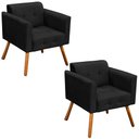 Ver imagem 1 de Kit 2 Poltronas Decorativas Pés Palito Karen Suede Preto - Gran Belo