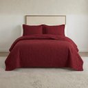 Ver imagem 3 de Kit Cobre Leito Colcha Charlote Casal 3 Peças Dupla Face Liso Classic - Vermelho - 100% Poliéster