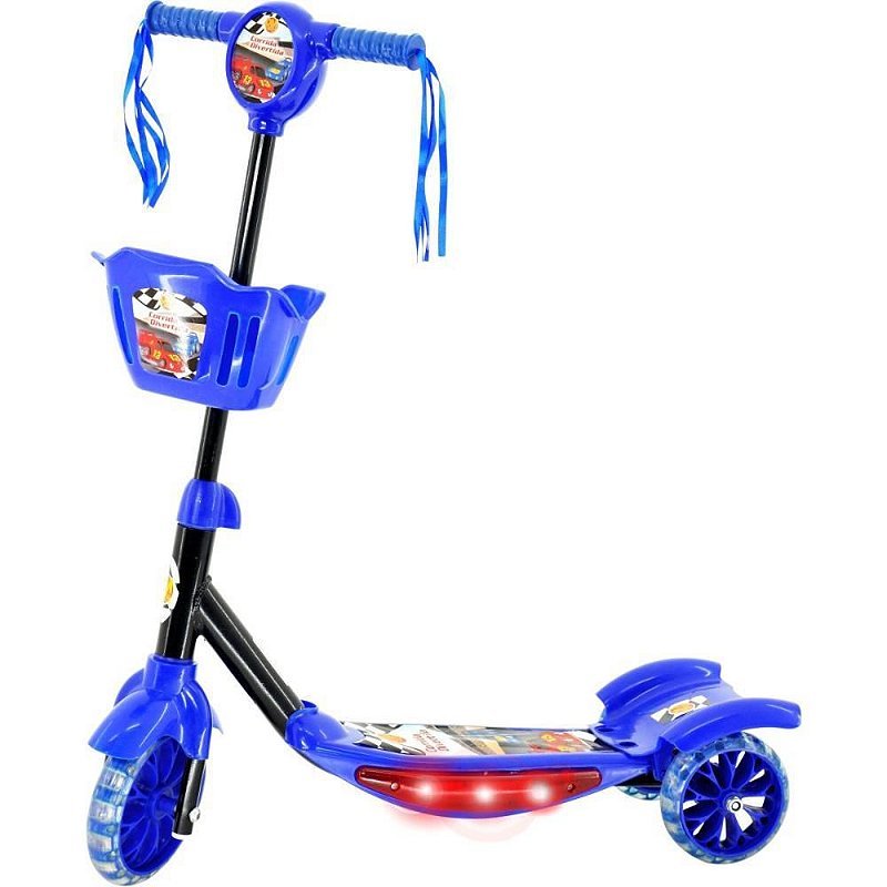 Patinete Azul com Luz,som e Cesta - 1