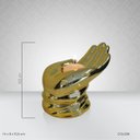 Ver imagem 3 de Escultura Porta-Velas Mão de Buda Mudra Poliresina Dourado Espelhado 14cm Columbus Gold