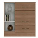 Ver imagem 3 de Kit Guarda-roupa Solteiro 4 Portas com Cômoda Sapateira Lisa Carvalho Oak