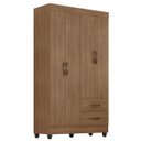 Ver imagem 6 de Kit Guarda-roupa Solteiro 4 Portas com Cômoda Sapateira Lisa Carvalho Oak