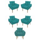 Ver imagem 1 de Kit 05 Poltrona Opala Sofá Sala, Quarto, Escritório Suede Cor:azul Turquesa