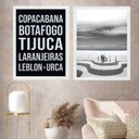 Ver imagem 1 de Kit 2 Quadros Rio de Janeiro Zona Sul - Bairros 24x18cm - com Vidro:moldura Branca