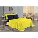 Ver imagem 4 de Jogo de Cama Casal Viúva Nobre 4 Peças Malha 100% Algodão - Amarelo / Azul-marinho
