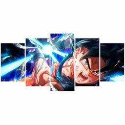 Quadro decorativo Goku Kamehameha Mosaico 5 Peças 125x60 - 4