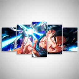 Quadro decorativo Goku Kamehameha Mosaico 5 Peças 125x60 - 1