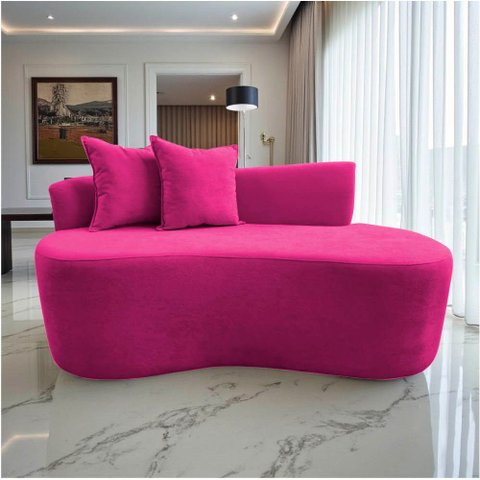 Namoradeira Sofá Feijão Hana Orgânica Veludo Rosa Pink