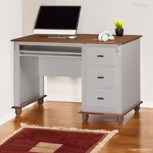 Escrivaninha 3 Gavetas Suporte para Teclado e Divisor de Ambiente 50605 Linz Moveis