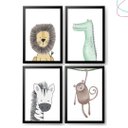 Ver imagem 1 de Quadros Decorativos Infantil Safari Animais da Floresta:preta