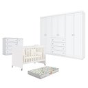 Ver imagem 1 de Quarto de Bebê Americano 6 Portas com Berço Americano Evolution 4 em 1 Branco Acetinado Reller e Col