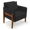Ver imagem 1 de Poltrona Lana Veludo Preto Base de Madeira - D’Rossi