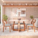 Ver imagem 2 de Mesa com 4 Cadeiras Damasco Bromelia 1,30 Sala de Jantar Moderna Madeira/off White/linho Cinza