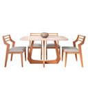 Ver imagem 1 de Mesa com 4 Cadeiras Damasco Bromelia 1,30 Sala de Jantar Moderna Madeira/off White/linho Cinza