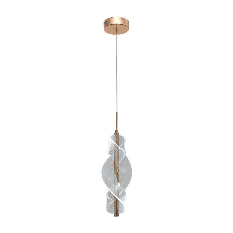 Pendente Moderno Espiral Dourado 32cm Led 7w 3 em 1 Bivolt Paris Luz