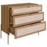 Cômoda 3 Gavetas Palhinha Pé Madeira Oslo Artesano Hanover - 3