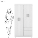 Ver imagem 5 de Guarda-Roupa Solteiro 4 Portas 2 Gavetas Flor Branco/Rosa
