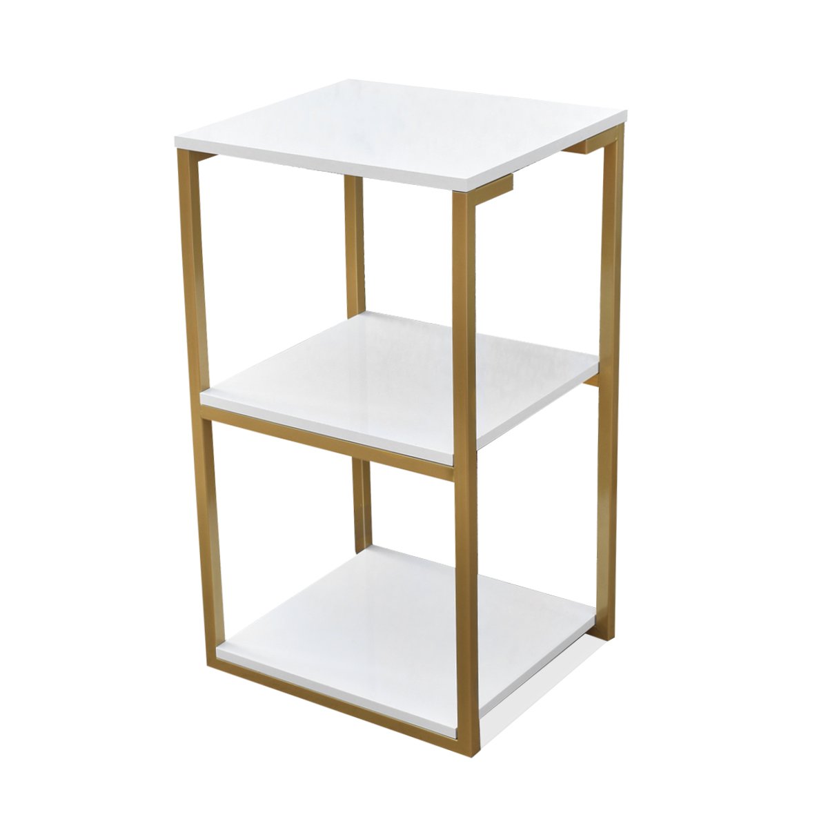 Prateleira Industrial Lateral Mesa Base Dourado Tampo Branco - 3